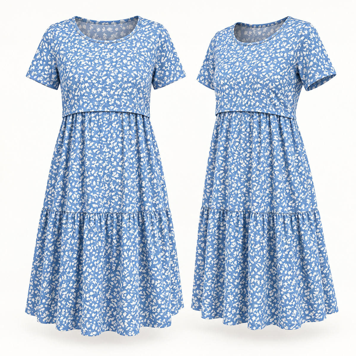 2 vestidos florales con capa frontal para lactancia — P1
