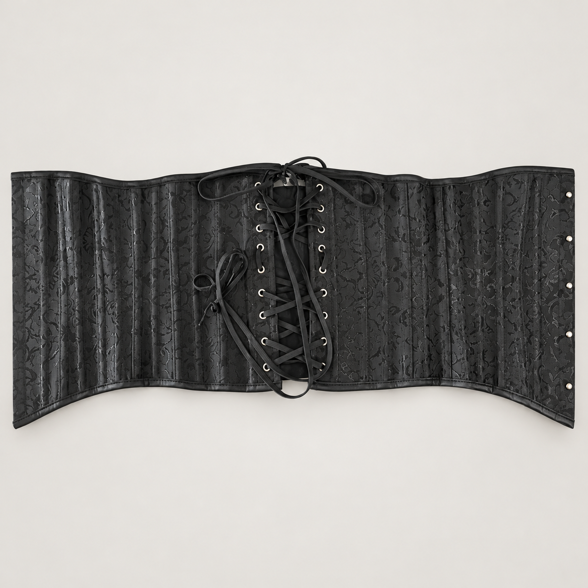 Corset de cintura negro con cordones y broches — P2