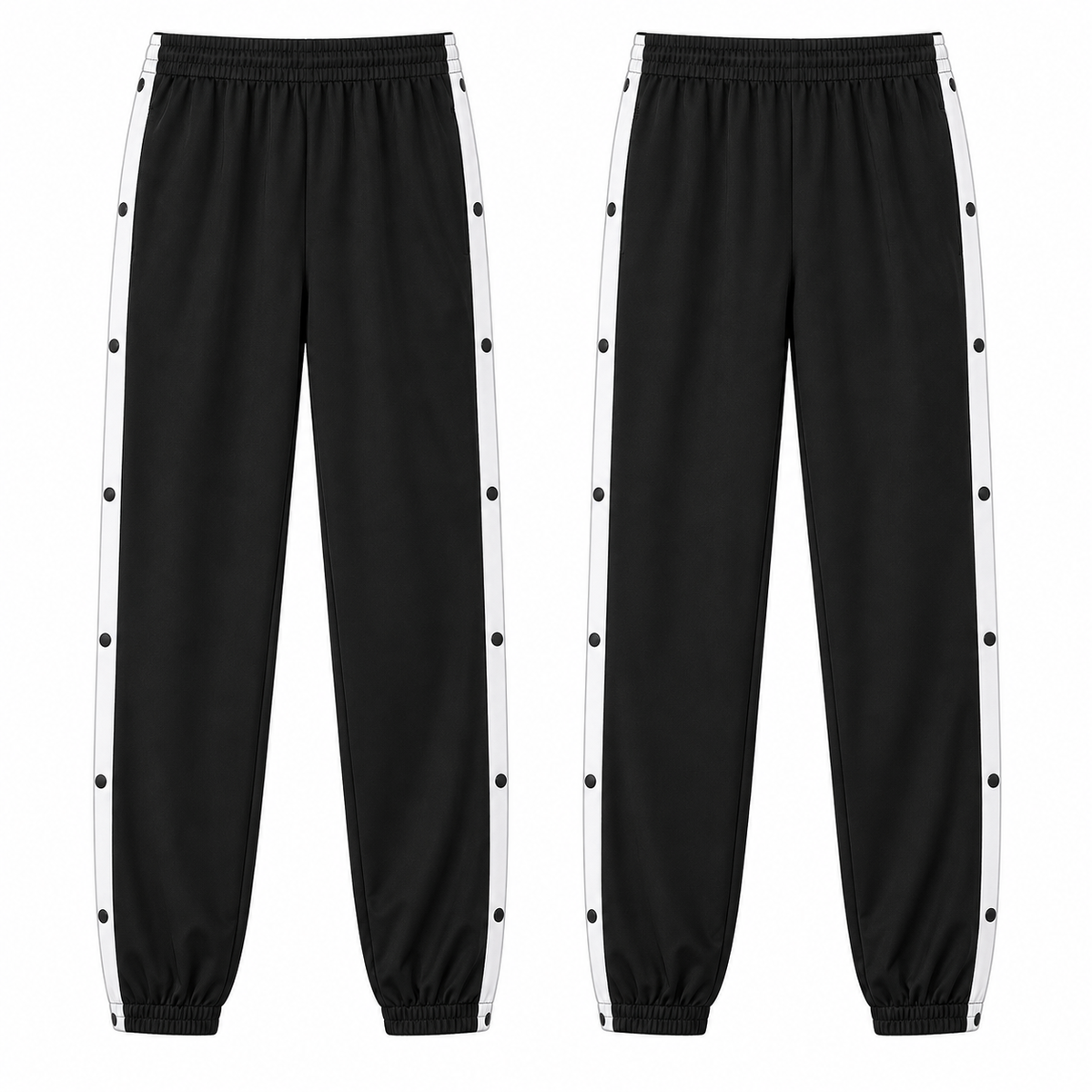 2 pantalones negros con botones laterales — P2