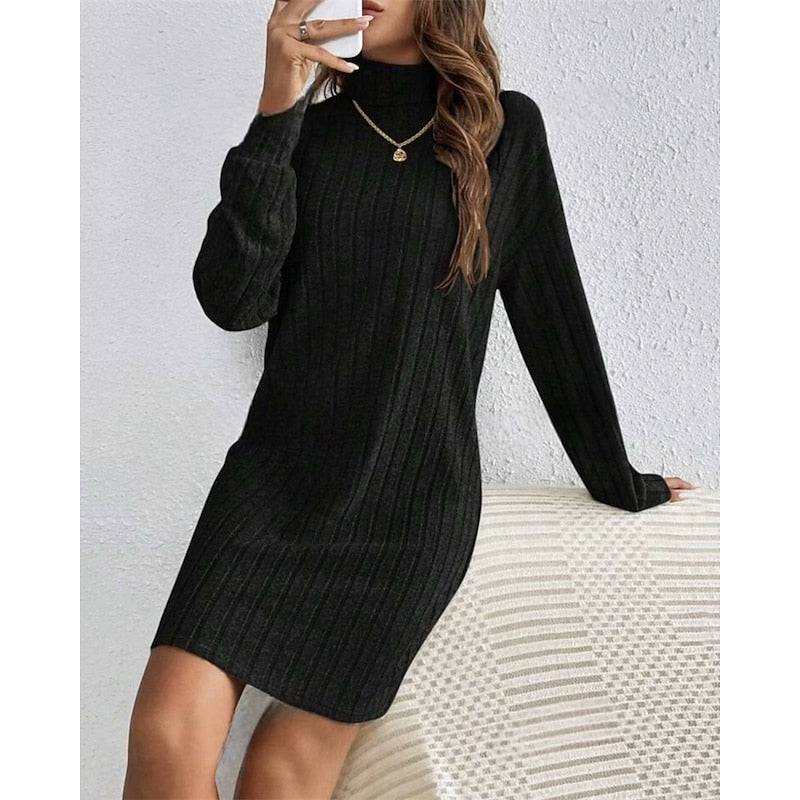 Vestido de punto acanalado y cuello alto · imagen 2