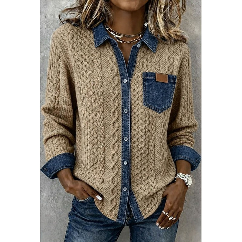 Camisa texturada con cuello y bolsillo en contraste · imagen 1