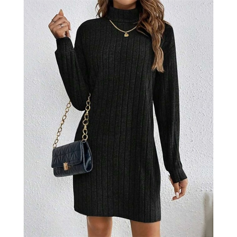 Vestido de punto acanalado y cuello alto · imagen 8