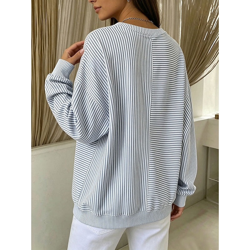 Polera holgada de rayas y cuello redondo · imagen 1