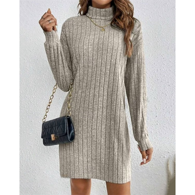 Vestido de punto acanalado y cuello alto · imagen 4