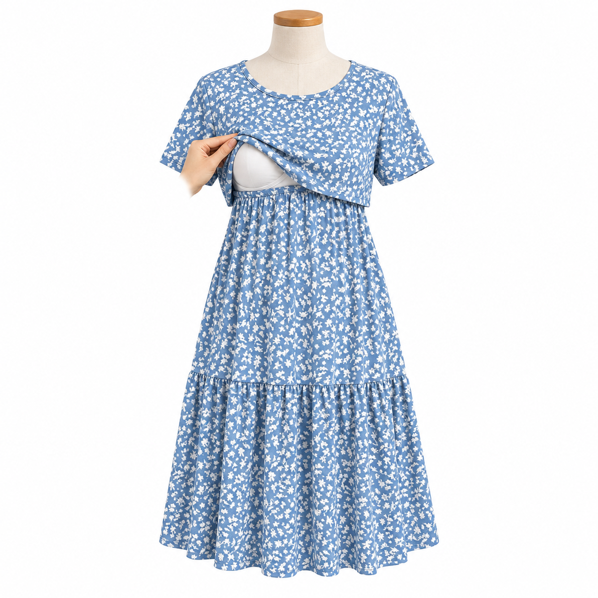 2 vestidos florales con capa frontal para lactancia — D1