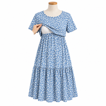2 vestidos florales con capa frontal para lactancia — D1