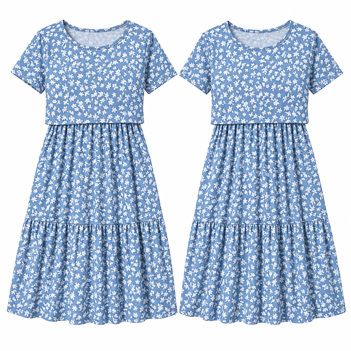 2 vestidos florales con capa frontal para lactancia — P2