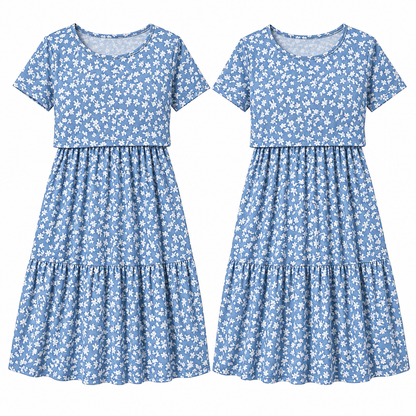 2 vestidos florales con capa frontal para lactancia — P2