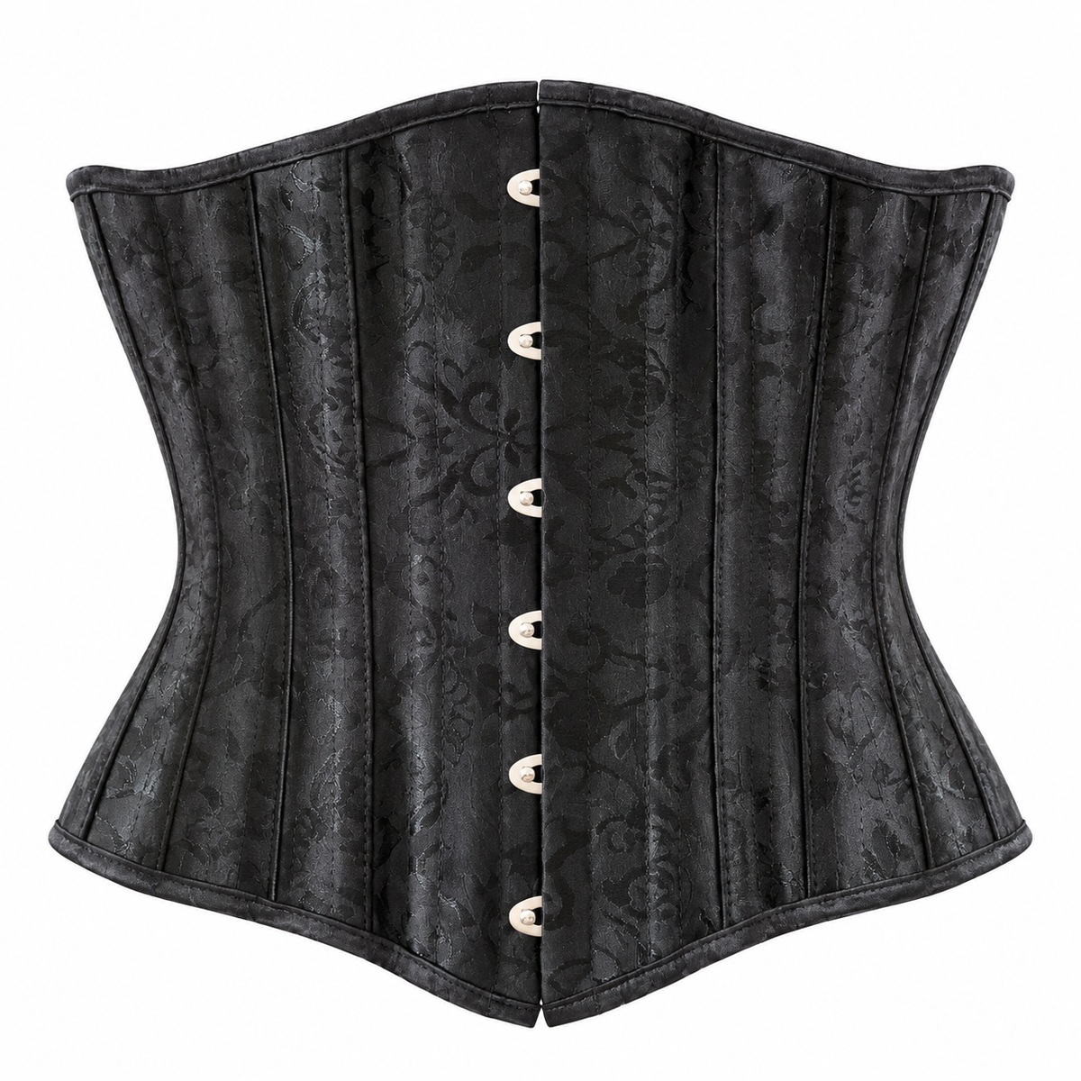 Corset de cintura negro con cordones y broches — P1