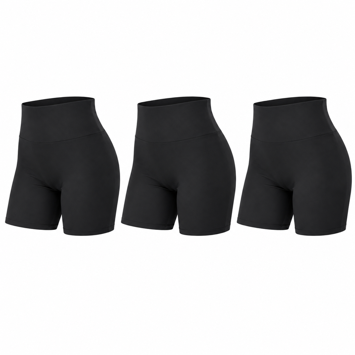 3 shorts negros de cintura alta — P1