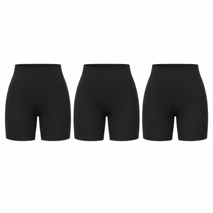 3 shorts negros de cintura alta — P2