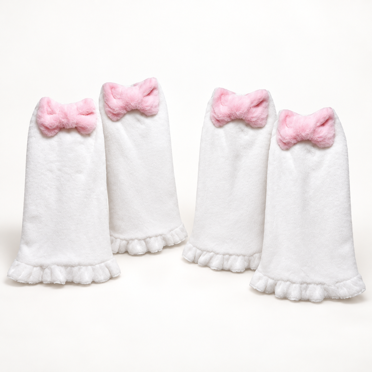 2 pares de polainas blancas con lazos rosados — P1
