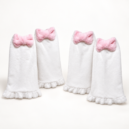 2 pares de polainas blancas con lazos rosados — P1