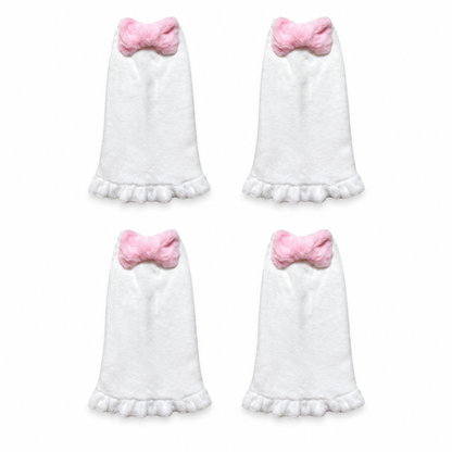 2 pares de polainas blancas con lazos rosados — P2