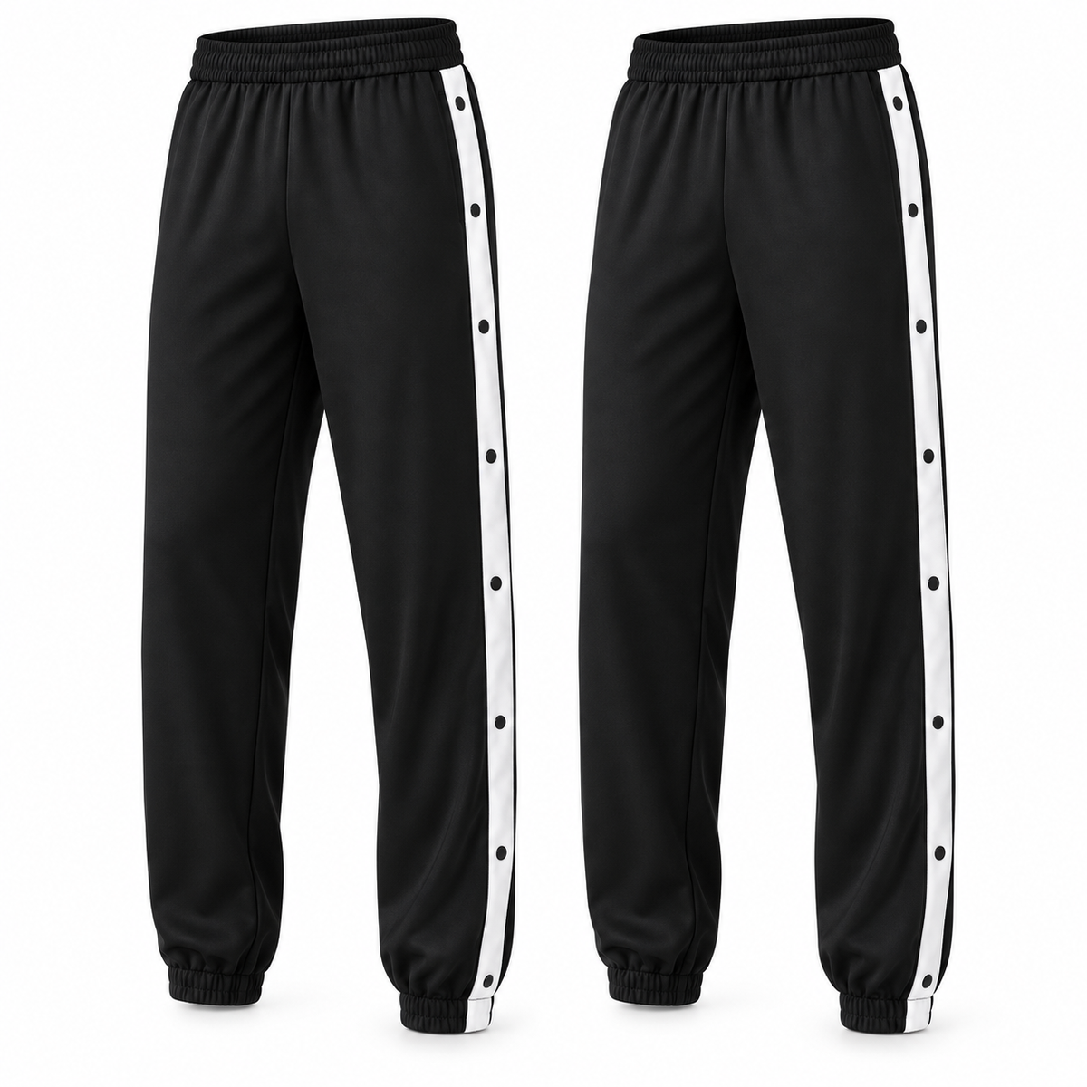 2 pantalones negros con botones laterales — P1