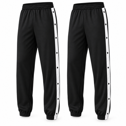 2 pantalones negros con botones laterales — P1
