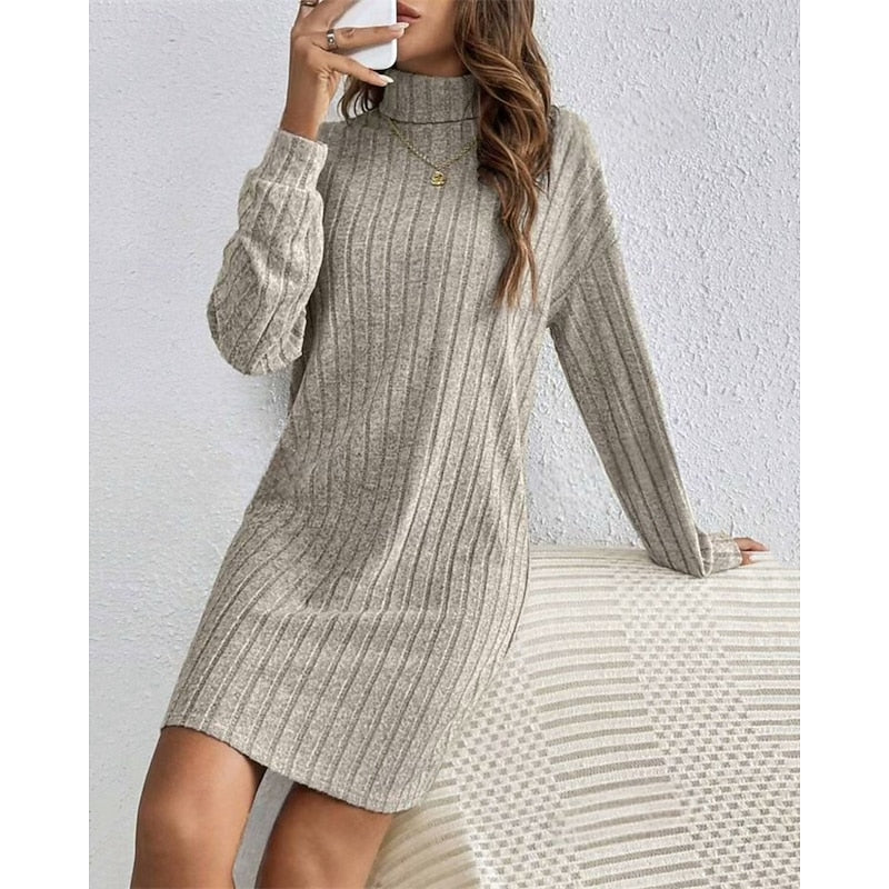 Vestido de punto acanalado y cuello alto · imagen 5