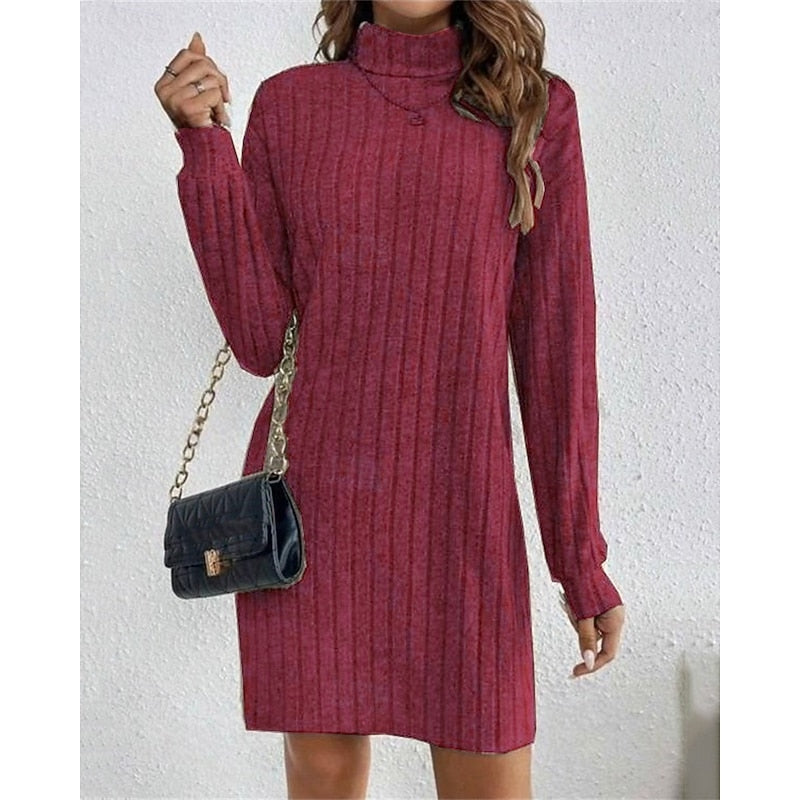 Vestido de punto acanalado y cuello alto · imagen 7