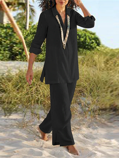 Conjunto de blusa y pantalón amplio · 2 piezas · imagen 3