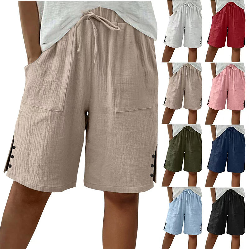 Short de mujer con cordón, bolsillos y botones laterales — vista 2