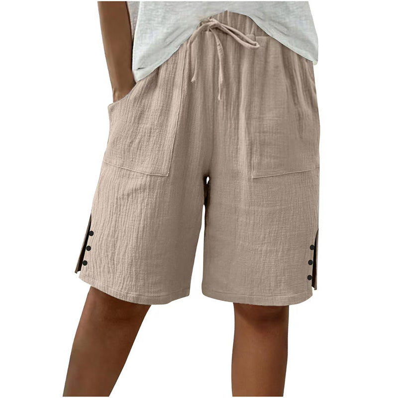 Short de mujer con cordón, bolsillos y botones laterales — vista 1